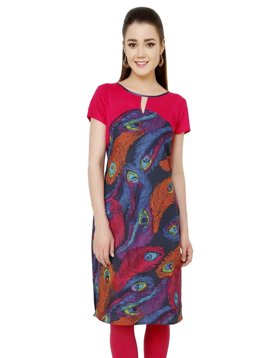 Pannkh Women's Feather Print Kurti