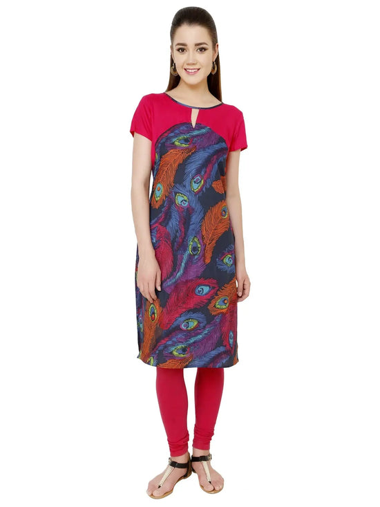 Pannkh Women's Feather Print Kurti