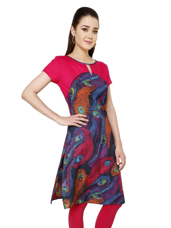 Pannkh Women's Feather Print Kurti