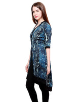 Pannkh Women's Abstract Print Jacket Kurti-PK1116GREEN-S