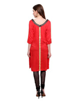 Pannkh Women's brocade Placket Kurti-PK1121RED-S