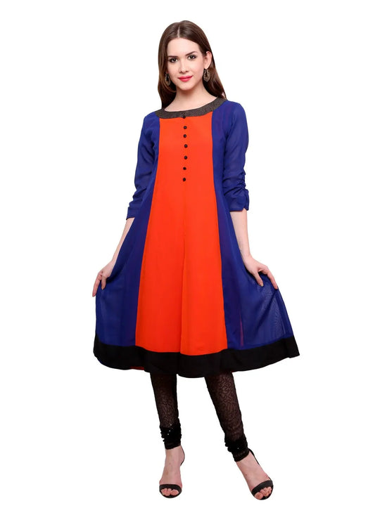 Pannkh Women's Georgette Anarkali Kurti