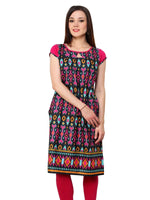 Pannkh Women's Ikat Print Keyhole Kurti