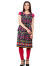 Pannkh Women's Ikat Print Keyhole Kurti