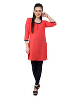 Pannkh Women's 3/4sleeves front buttoned kurti-PK1093CORAL-S