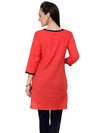 Pannkh Women's 3/4sleeves front buttoned kurti-PK1093CORAL-S