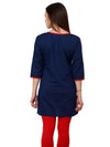 Pannkh Women's 3/4sleeves front buttoned kurti-PK1093BLUE-S