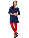 Pannkh Women's 3/4sleeves front buttoned kurti-PK1093BLUE-S