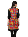 Pannkh Women's Red Owl Reversible Buttoned Kurti