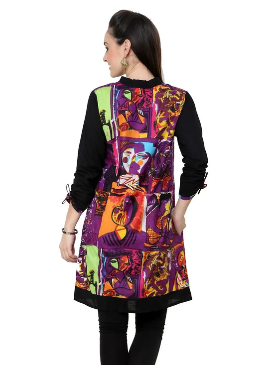 Pannkh Women's Casual 3/4 Sleeve Printed Kurti-Pk1002PURPLE-S