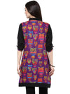 Pannkh Women's Purple Owl Reversible Buttoned Kurti