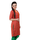 Pannkh Women's Orange Allover Piping Detail Kurti