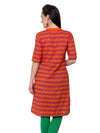 Pannkh Women's Orange Allover Piping Detail Kurti