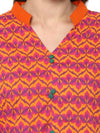 Pannkh Women's Orange Allover Print Stand Collar Print Kurti