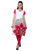 Pannkh Women's Fuschia Floral Print Kurti