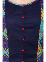 Pannkh Women's Blue Diamond Panelled Kurti