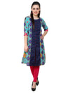 Pannkh Women's Blue Diamond Panelled Kurti