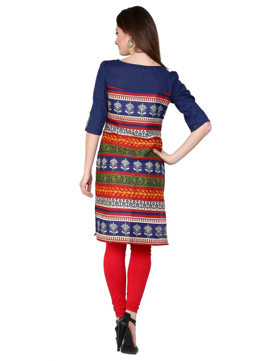 Pannkh Women's Casual 3/4 Sleeve Printed Kurti-PK1071S