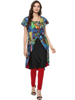 Casual Half Sleeve Printed Kurti-PK1019BLUE-S