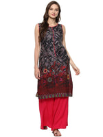 Pannkh Women's Multi Matrix Kurti-PK1066BLACK-S