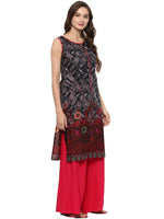 Pannkh Women's Multi Matrix Kurti-PK1066BLACK-S