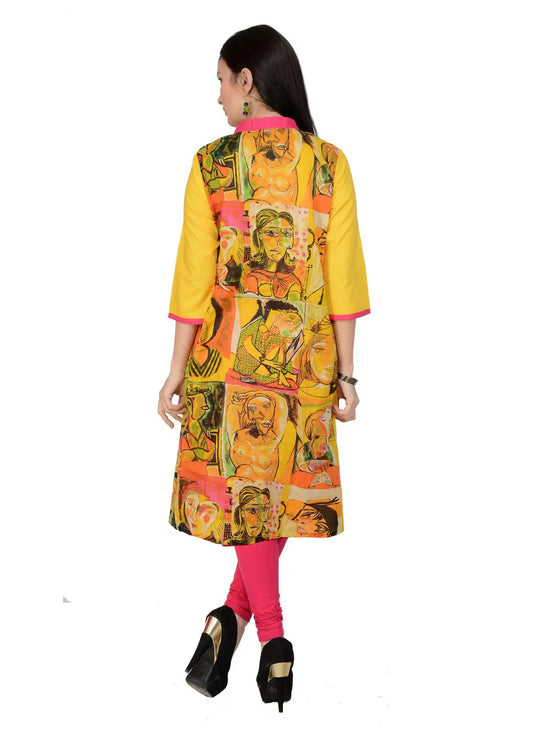 Pannkh Casual 3/4 Sleeve Printed Women's Kurti-PK9014S