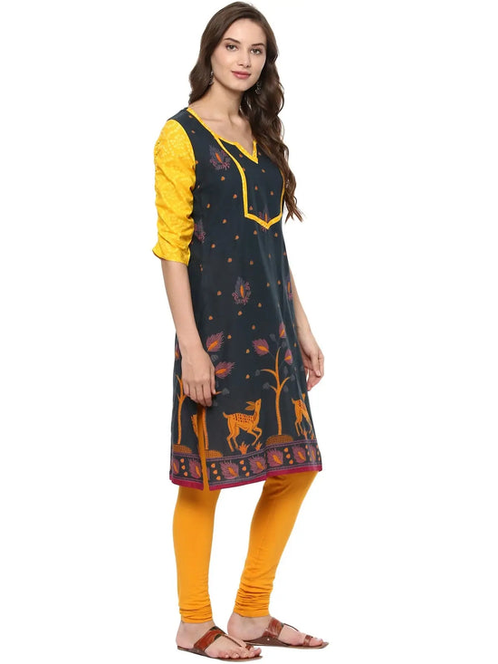 Pannkh Casual 3/4 Sleeve Printed Women's Kurti-PK1065S