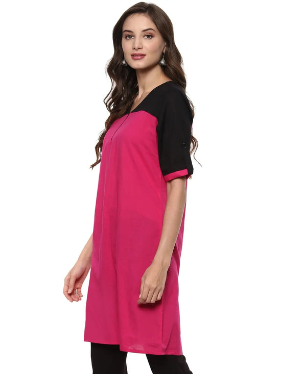 Pannkh Casual Half Sleeve Solid Women's Kurti-PK90022S