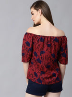 Pannkh Women's Floral Off Shoulder Top