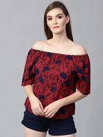 Pannkh Women's Floral Off Shoulder Top