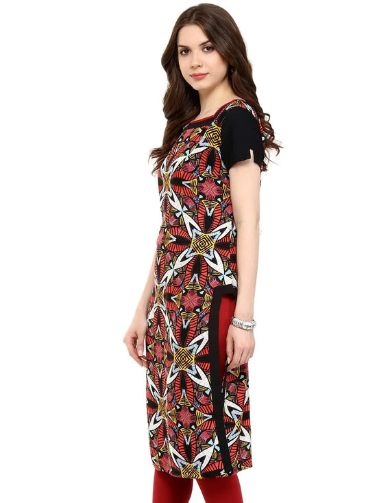 Pannkh Women's Allover Abstract Print Kurti