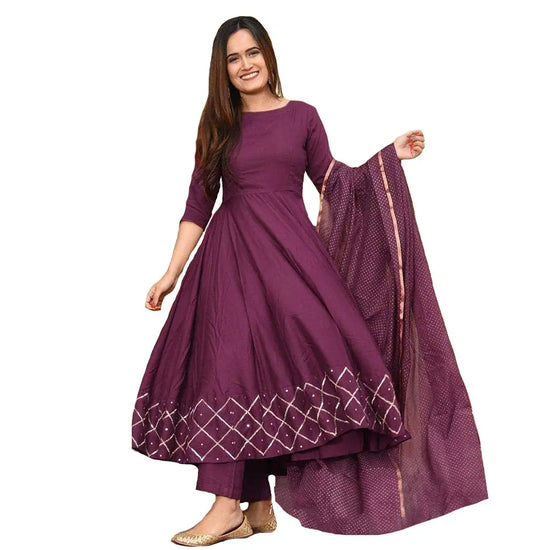 Navyaa Women's Cotton Blend Kurta and Dupatta Set