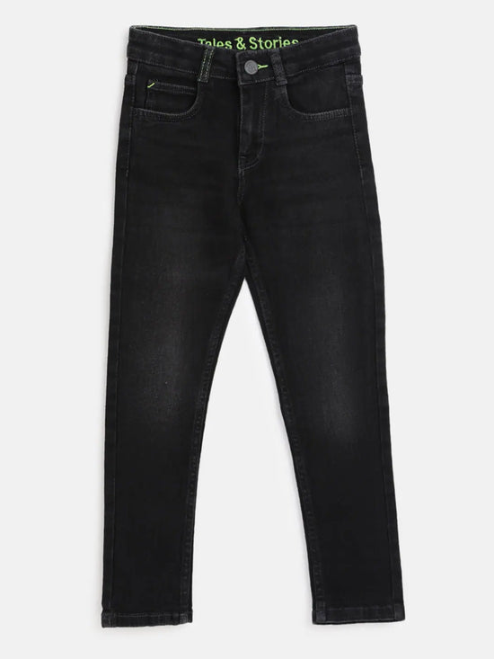 Tales & Stories Boy's Black Slim Fit Jeans