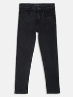 Tales & Stories Boys Dark Grey Cotton Slim Fit Solid Jeans