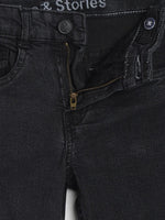 Tales & Stories Boys Dark Grey Cotton Slim Fit Solid Jeans