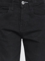 Tales & Stories Boys Jet Black Clean Look Solid Slim Fit Cotton Jeans