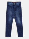 Tales & Stories Boys Dark Blue Light Faded Solid Slim Fit Cotton Jeans