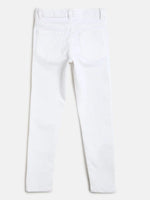 Tales & Stories Boy's White Lycra Solid Trouser