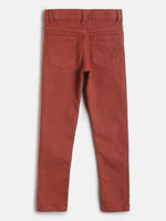 Tales & Stories Boy's Solid Rust Lycra Slim Fit Jeans