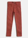 Tales & Stories Boy's Solid Rust Lycra Slim Fit Jeans