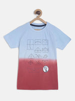 Tales & Stories Boys Blue & Red Geometric Print Half Sleeve Cotton T-shirt