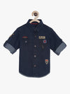 Tales & Stories Boys Dark Blue Regular Fit Casual Cotton Printed Shirt