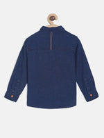 Tales & Stories Boy's Pure Cotton Dark Blue Solid Shirt