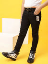 Tales & Stories Boy's Black Lycra Solid Slim-Fit Jeans-358302-3-4-BL