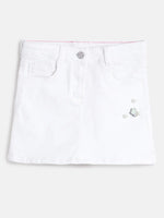 Tales & Stories Girl's White Lycra Solid Skirt