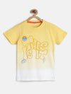 Tales & Stories Boy's Yellow Cotton Embroidered Round Neck T-shirt