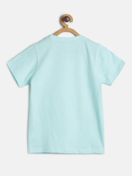 Tales & Stories Boy's Sky Cotton Embroidered Round Neck T-shirt