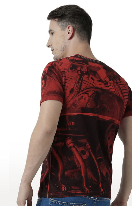 Huetrap Red Mens Short Sleeve Graphic Printed Tshirt-HT17MKGRARED01067