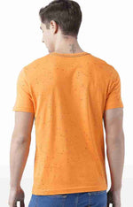 Huetrap Orange Mens Short Sleeve Graphic Printed Tshirt-HT17MKGRABZO00598