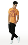 Huetrap Orange Mens Short Sleeve Graphic Printed Tshirt-HT13MKGRABZO00325